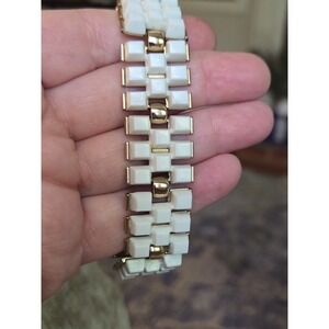 Monet White Lucite Or Thermoset Link Bracelet Vintage 1950s Rate